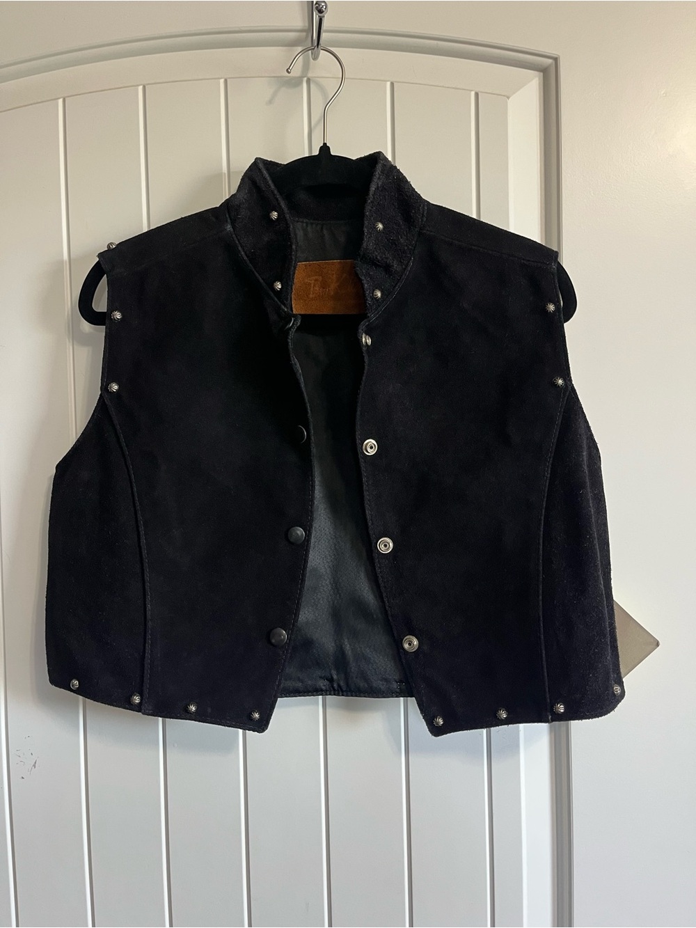 Ben Kalton Black Leather Suede Vest Vintage Concho Studs Western NWT Rodeo Large